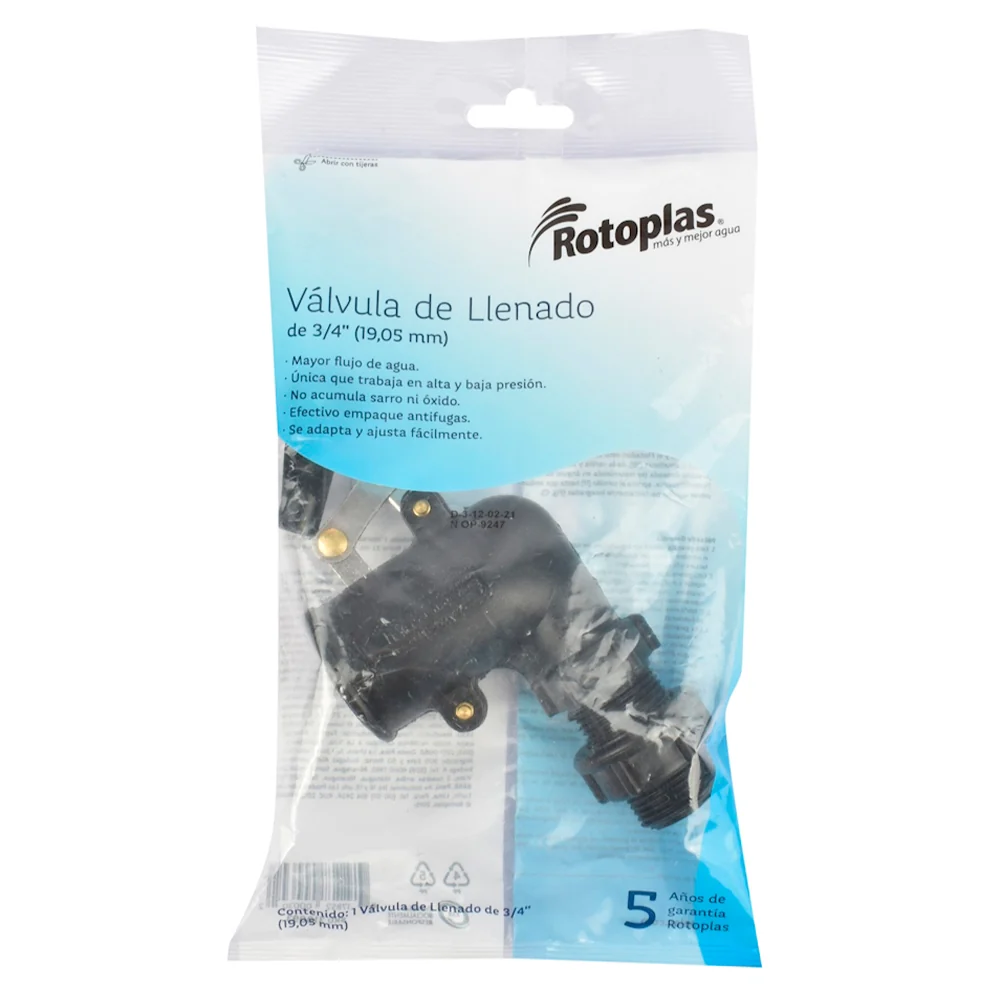 Valvula Tanque Alto Rotoplas 3/4" (19,05 mm)