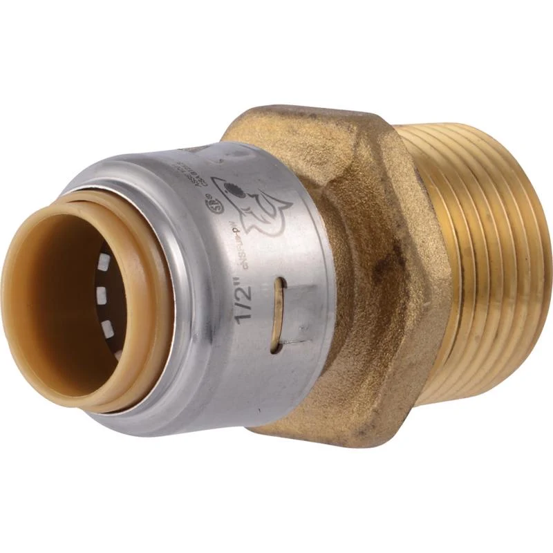 Conector de latón SharkBite Push-to-Connect de 1/2 pulg. macho x 3/4 pulg. D MPT - Oferta de la semana