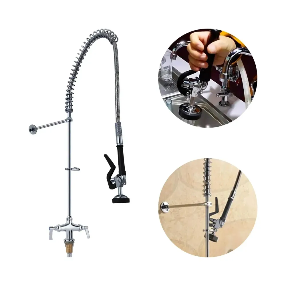 Grifer¡ Lavaplatos Industrial Alta De Mesa - Cromo - 1 Salida - Doble Mando - Alta Calidad SMART