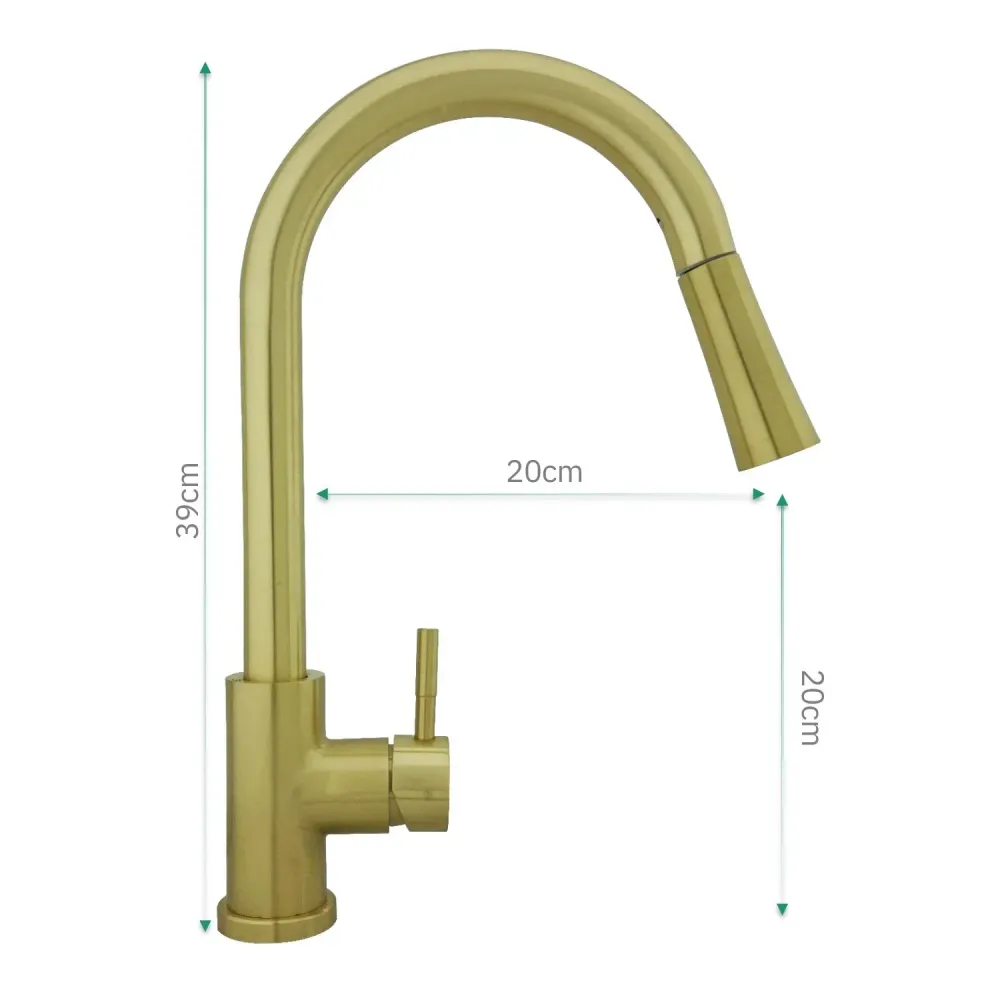 Griferías Monocontrol Extraíbles Pull Out Lima Brushed Gold SMART