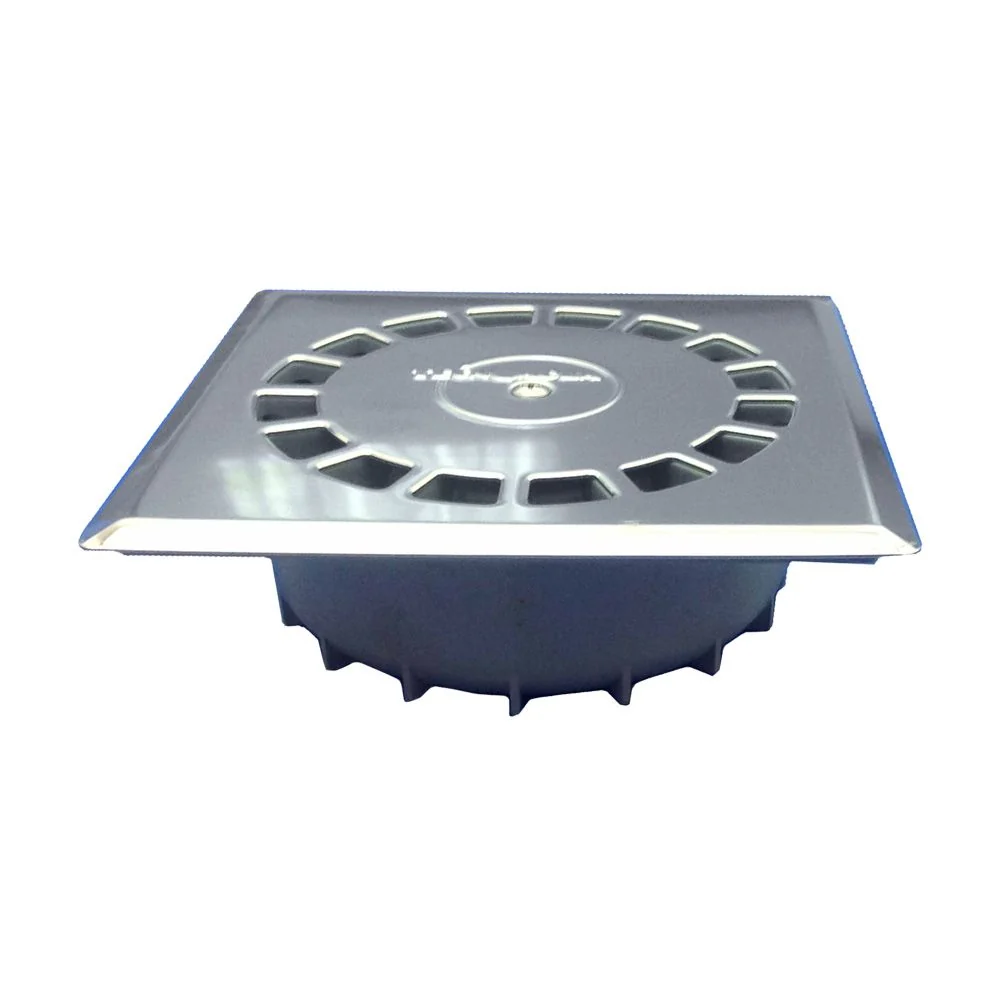 SUMIDERO PVC SIFONICO VERTICAL ESTANDAR INOXIDABLE T-88 I 15 x 15 cm / 165 x 165 x 50,5 mm / Ø50 mm TECNOAGUA