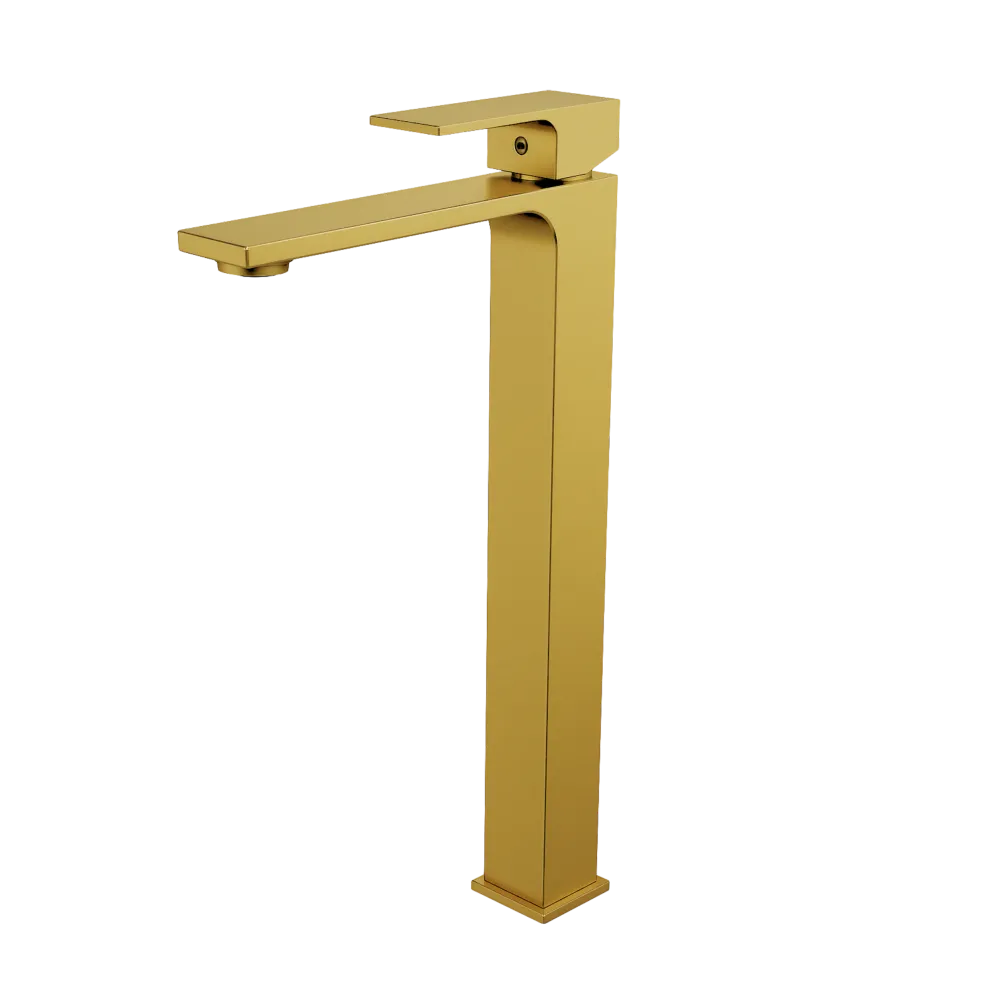 Monomando Alto para Lavabo "Row" Brushed Gold Tecnobath