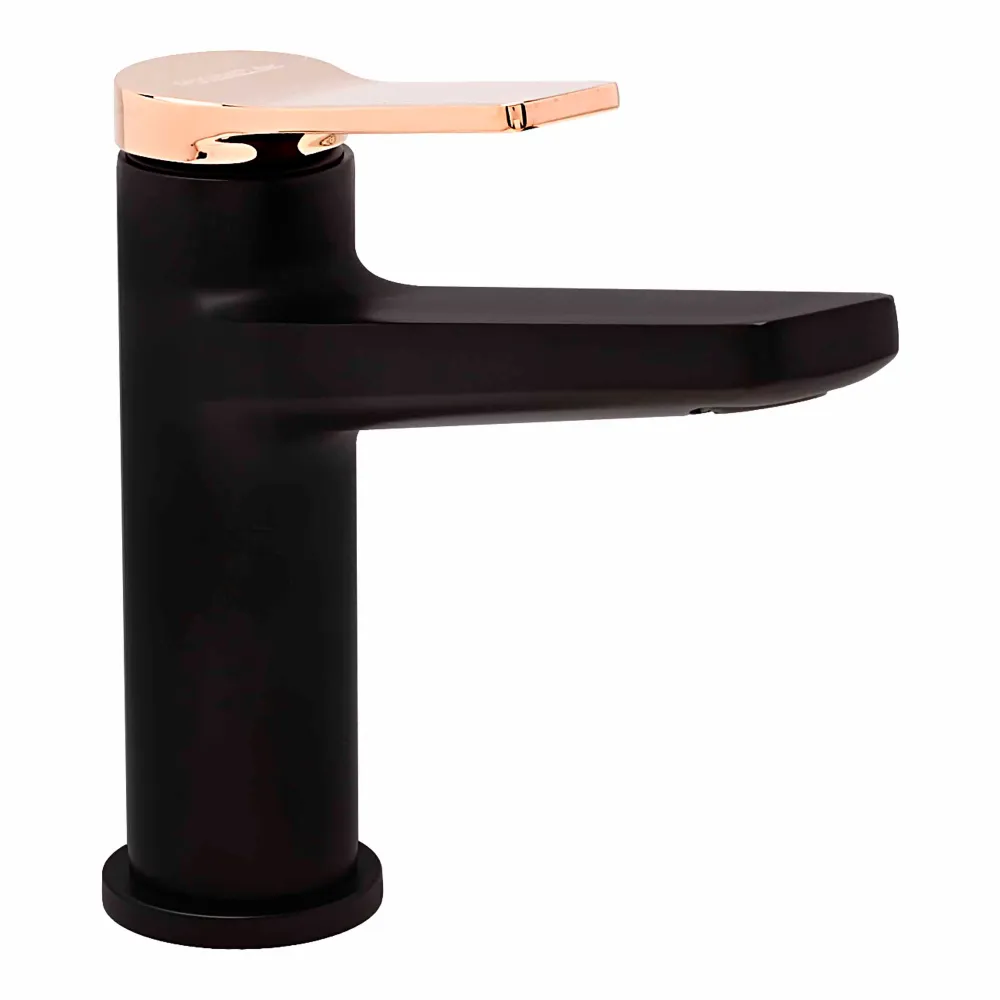 Monomando Corto Negro Mate "Slide" + Maneta Negro Mate Tecnobath