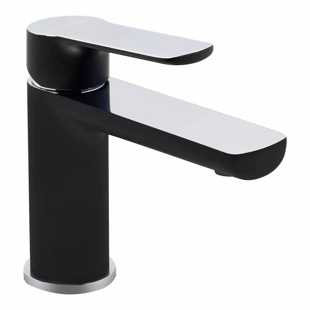 Monomando Corto Para Lavabo "Lucent" Negro / Cromo Tecnobath