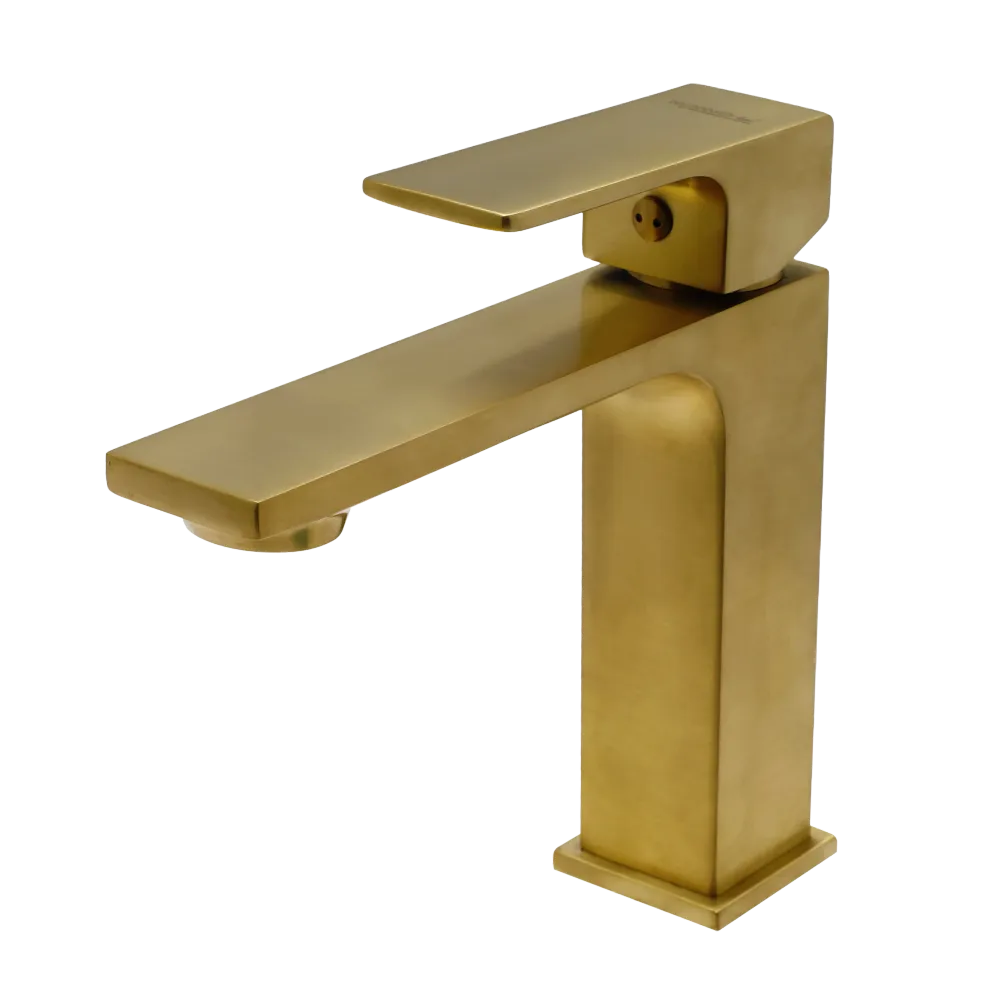 Monomando Corto para Lavabo "Row" Brushed Gold Tecnobath