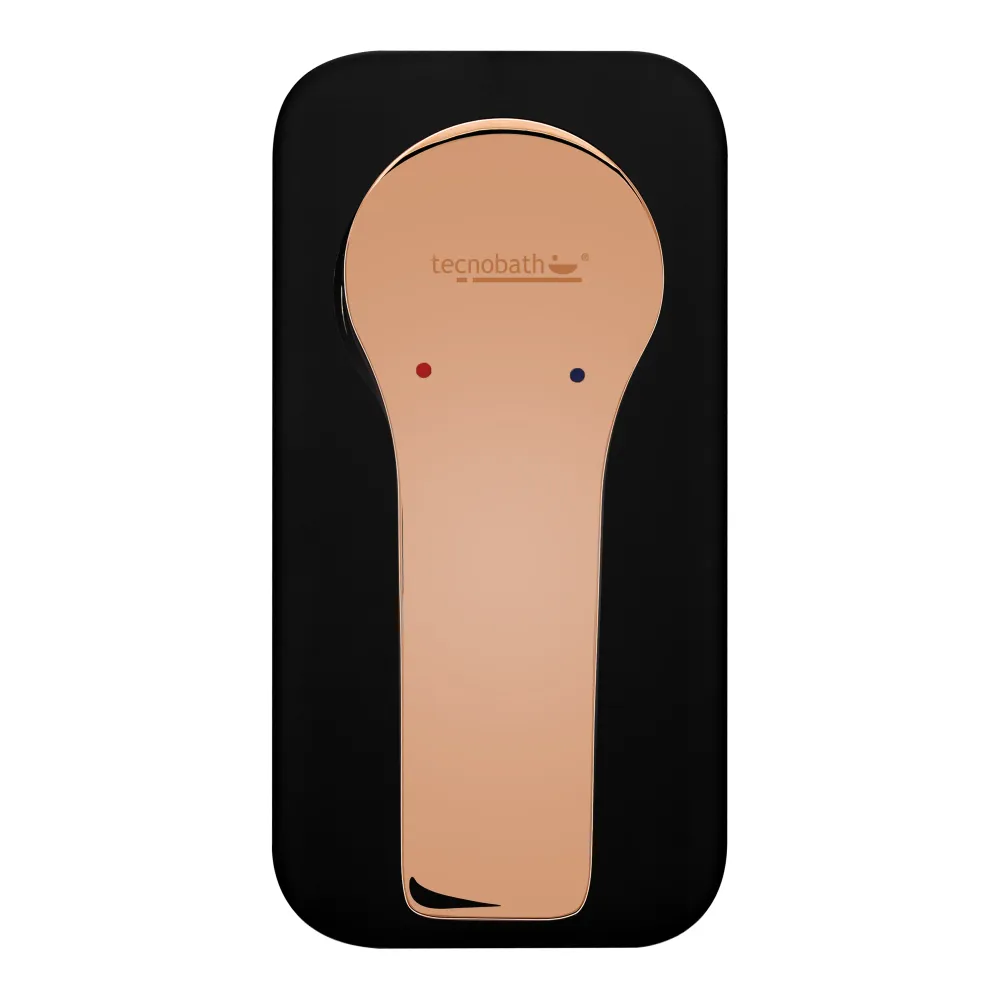 Monomando Empotrable Para Regadera Negro Mate "Slide" + Maneta Negro Mate Tecnobath