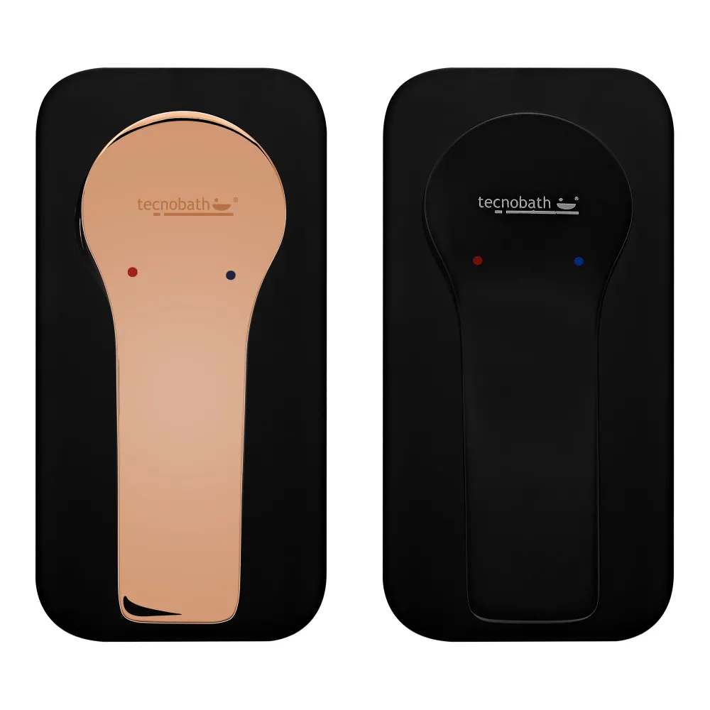 Monomando Empotrable Para Regadera Negro Mate "Slide" + Maneta Negro Mate Tecnobath