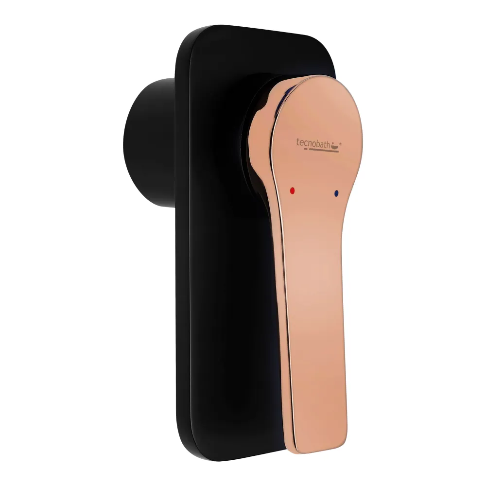 Monomando Empotrable Para Regadera Negro Mate "Slide" + Maneta Negro Mate Tecnobath