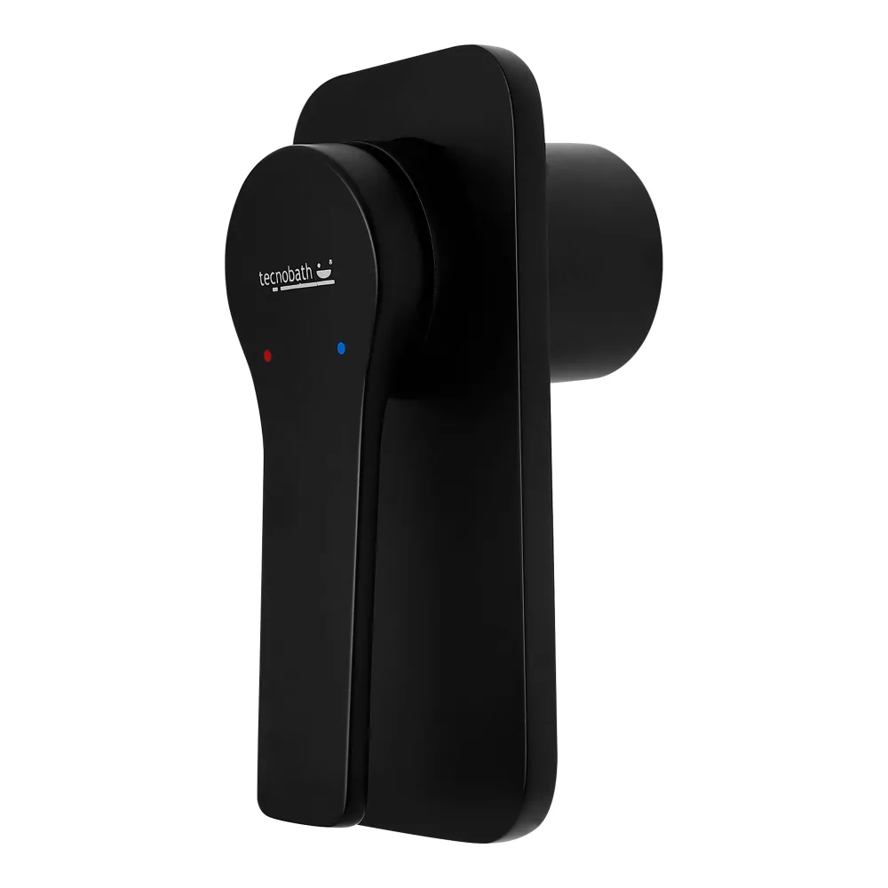 Monomando Empotrable Para Regadera Negro Mate "Slide" + Maneta Negro Mate Tecnobath