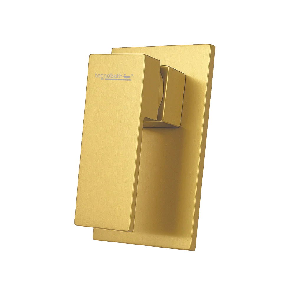 Monomando Empotrable para Regadera "Row" Brushed Gold Tecnobath