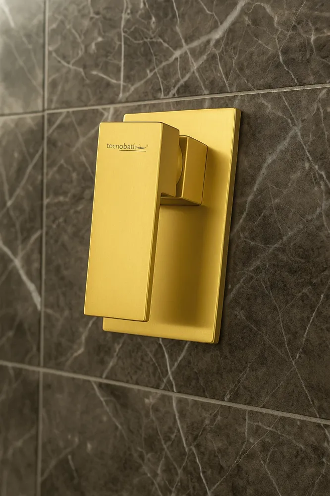Monomando Empotrable para Regadera "Row" Brushed Gold Tecnobath