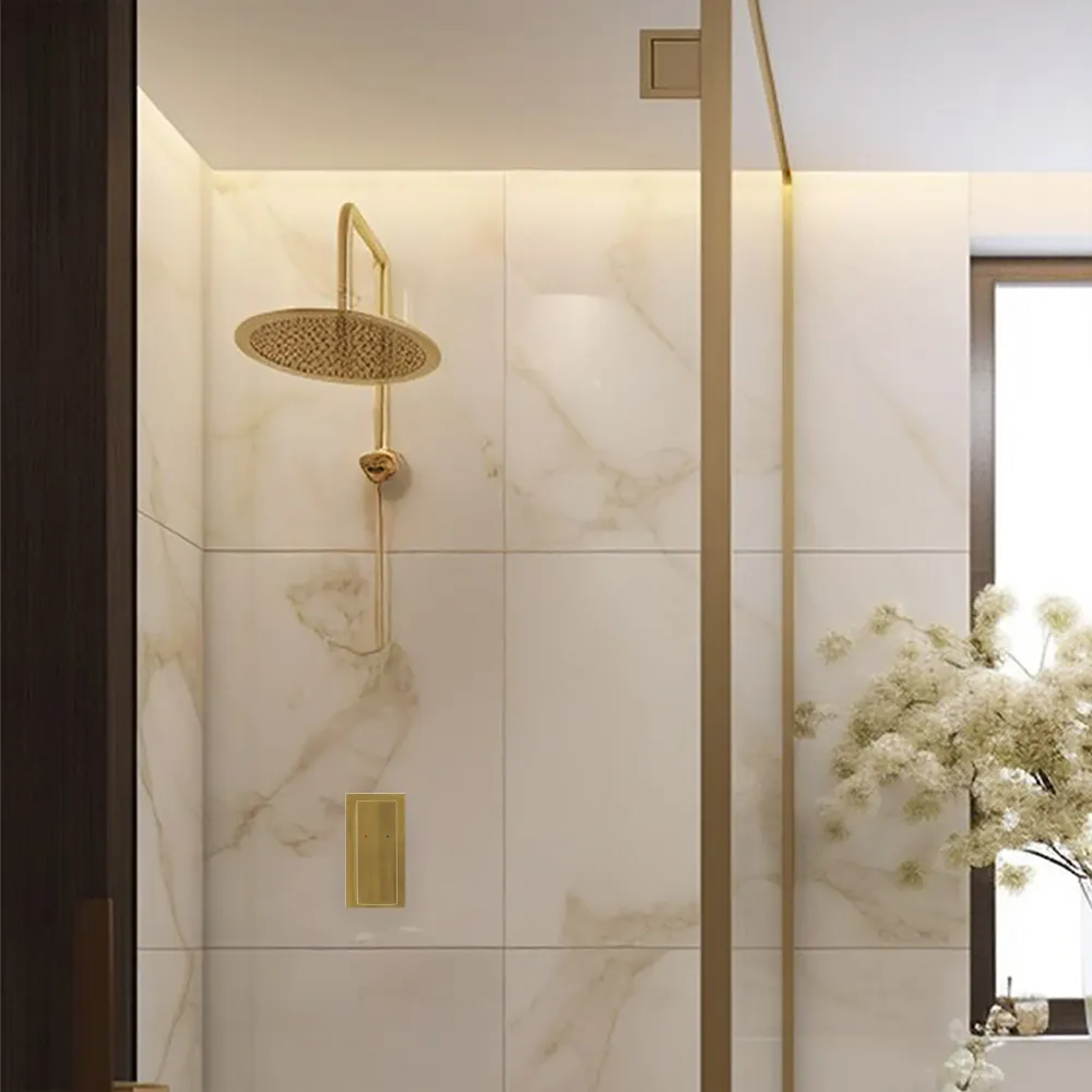 Monomando Empotrable para Regadera "Row" Brushed Gold Tecnobath