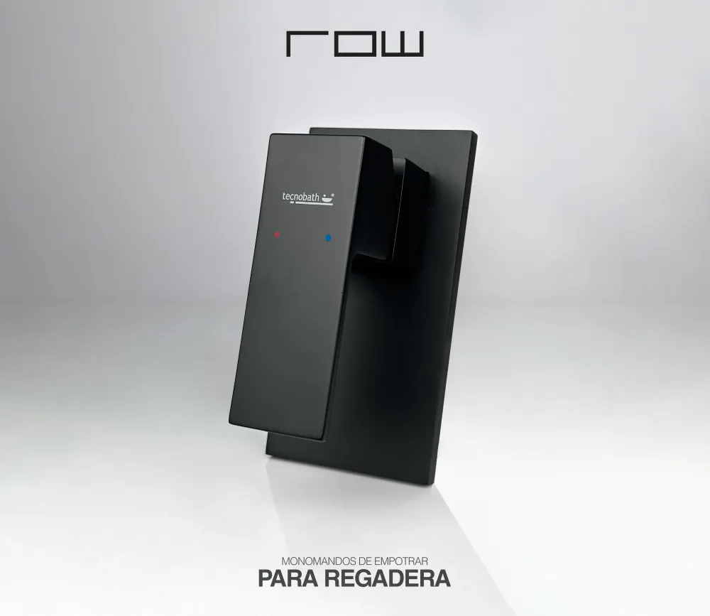 Monomando Empotrable para Regadera "Row" Negro Mate Tecnobath