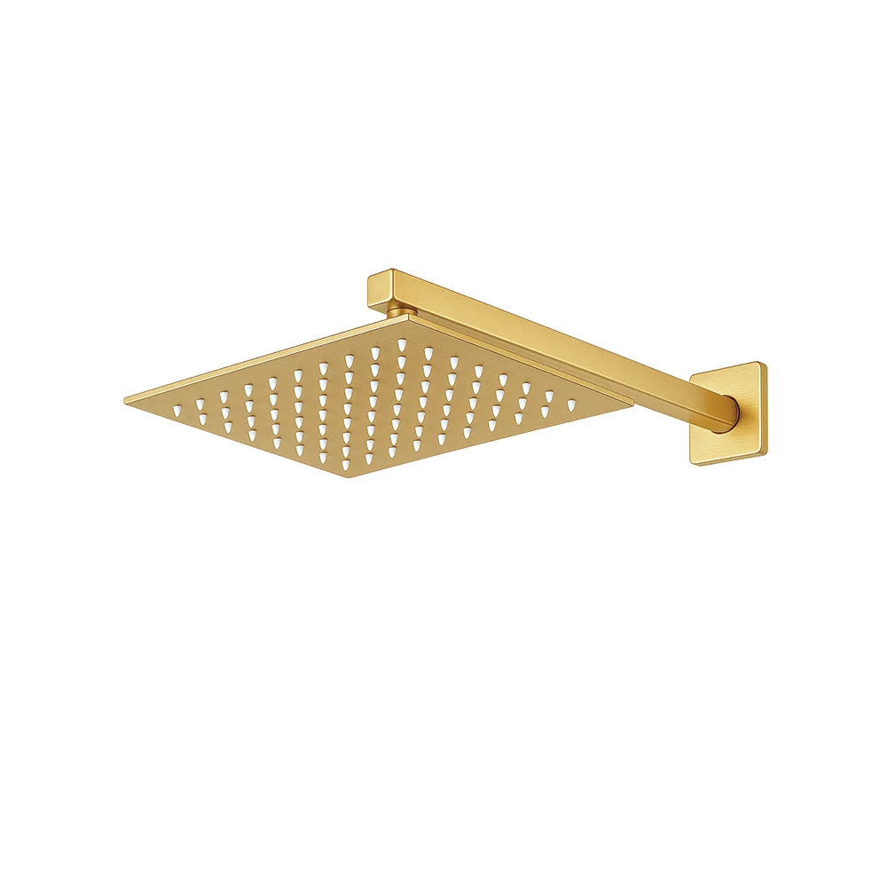 REGADERA CUADRADA CON BRAZO BRUSHED GOLD TB43.902BG TECNOBATH