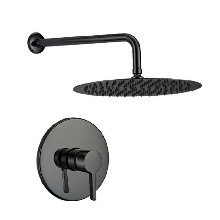JUEGO MONOMANDO REDONDO EMPOTRABLE CON REGADERA RADIUM BLACK CE03.101N VALEMEX