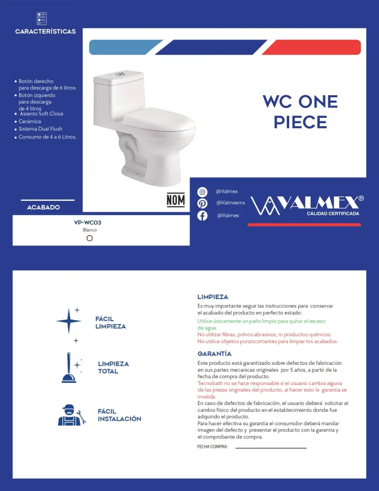 WC CERAMICO ONE PIECE VP-WC03 WASSER