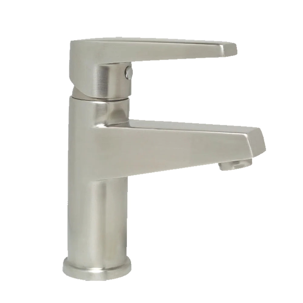 Monomando corto para lavabo de acero inoxidable Wasser