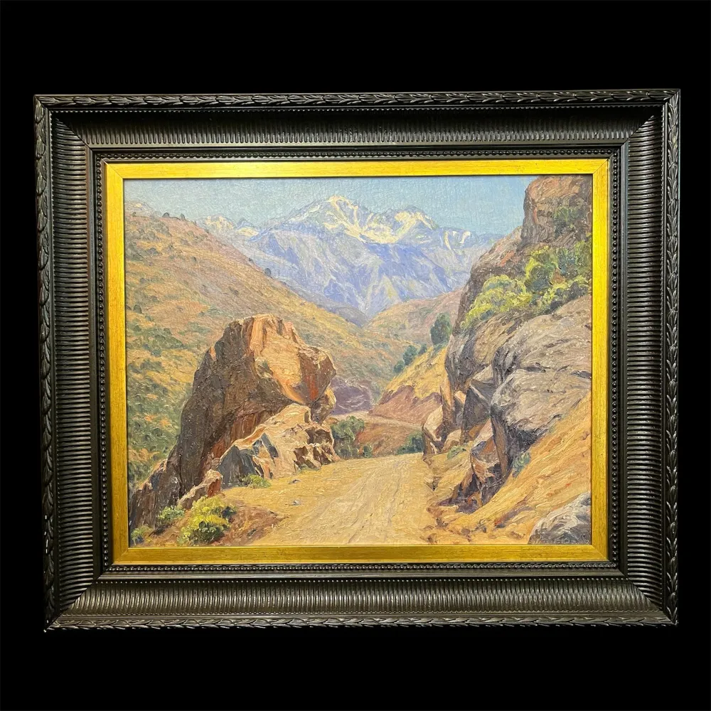 Alfredo Araya - Óleo sobre madera 'Camino Encajonado" Bucarest Art & Antiques