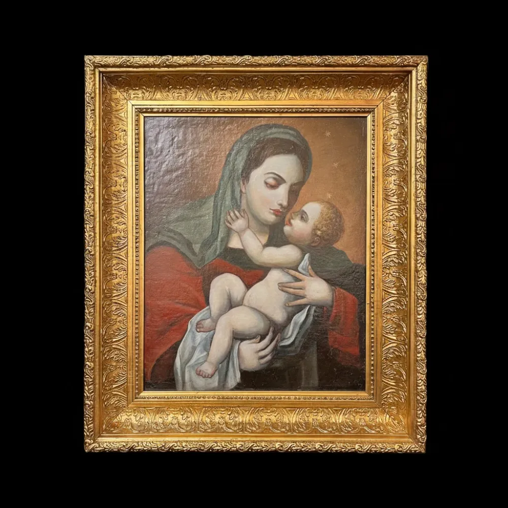 ónimo - Óleo sobre tela ‘Virgen y niño’ Bucarest Art & Antiques