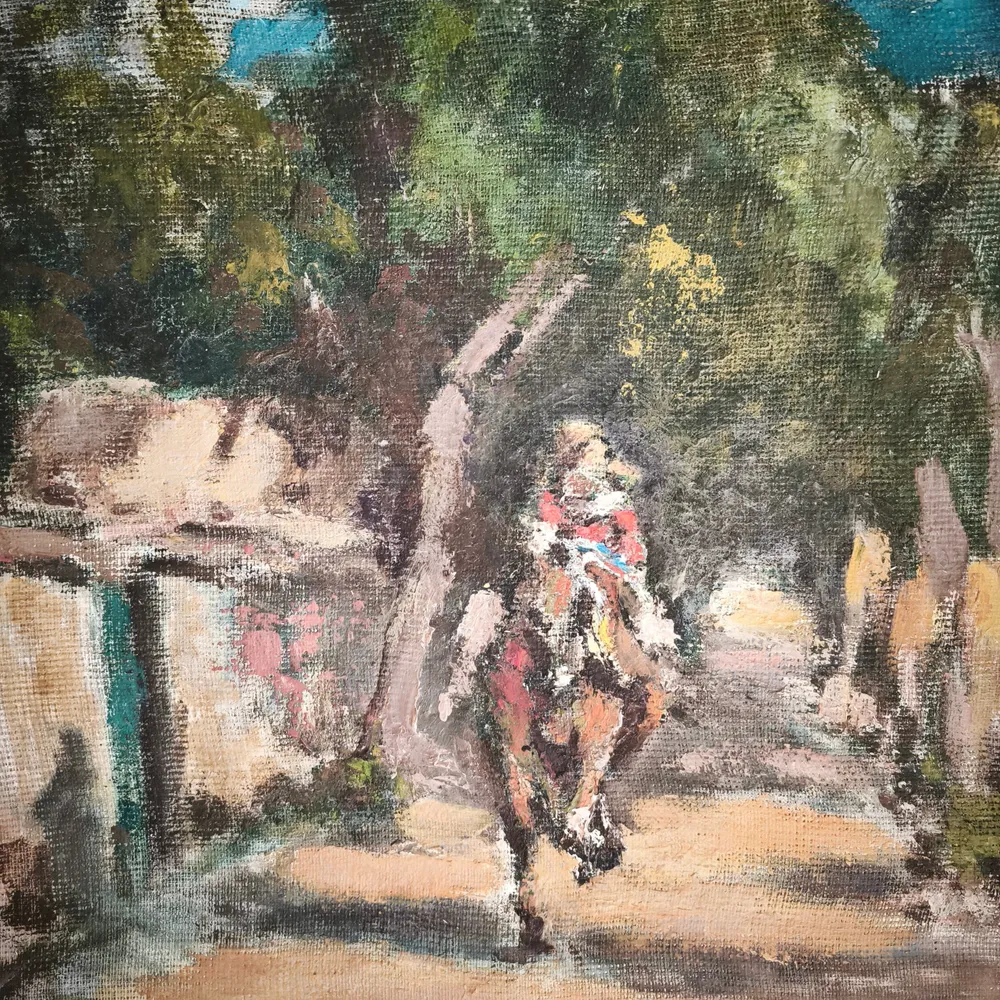 Boris Casanova - Óleo 'Caballo y jinete' Bucarest Art & Antiques