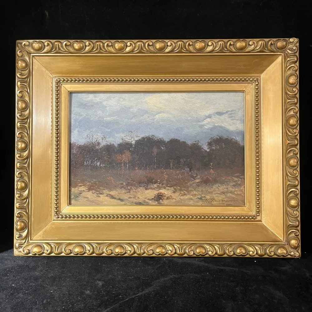 Charles Hippolyte Desmarquais - Óleo sobre madera 'Llanura y bosque' Bucarest Art & Antiques