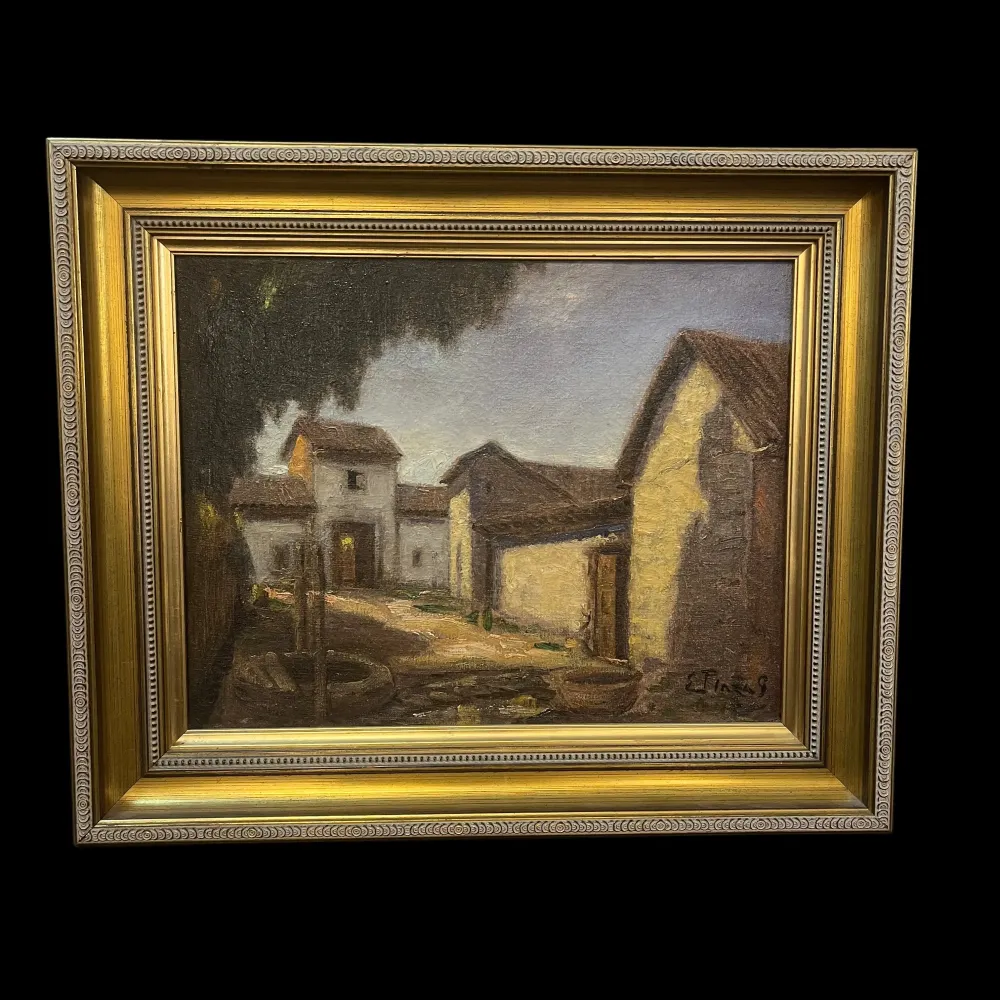 Ezequiel Plaza - Óleo sobre tela 'Casona de campo' Bucarest Art & Antiques
