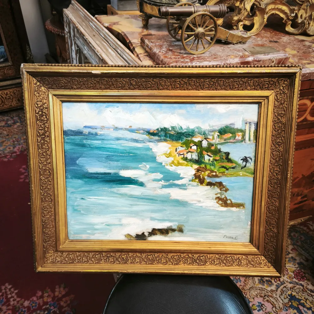 Fossa Calderón - Óleo sobre madera 'Borde costero' Bucarest Art & Antiques