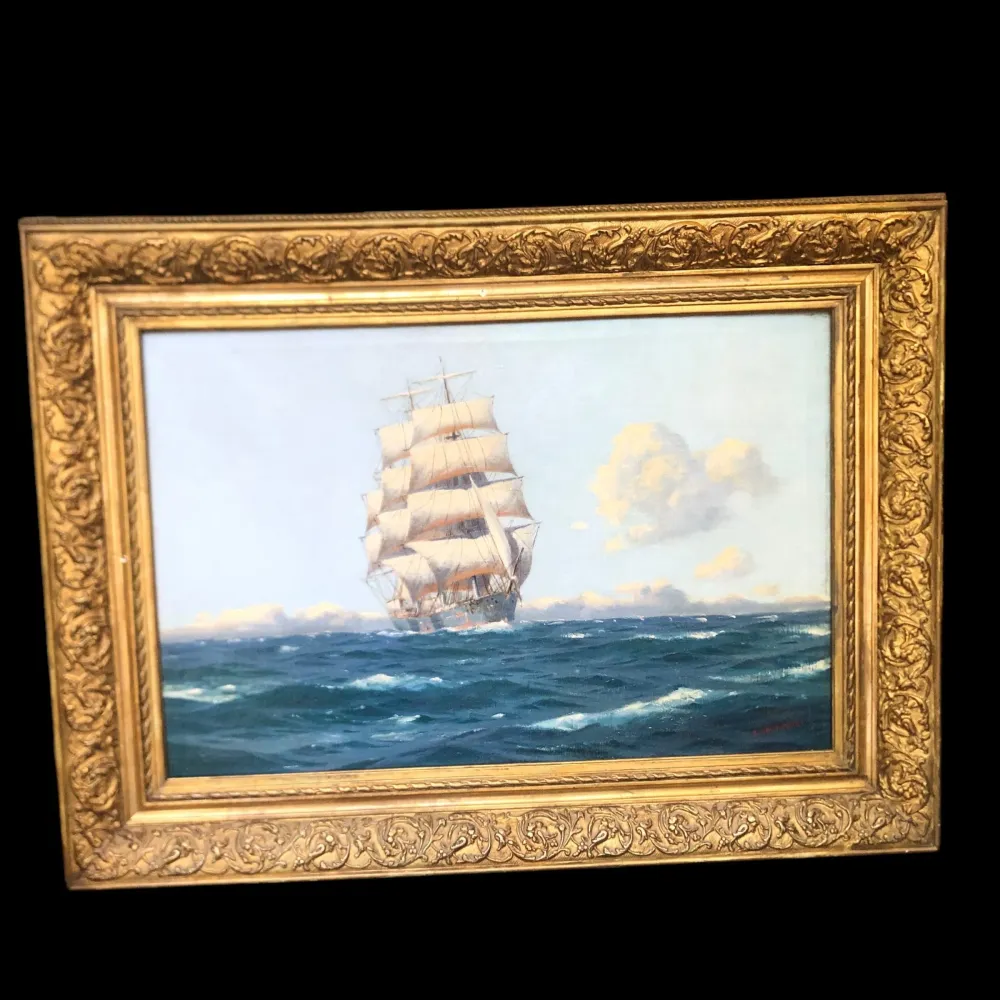 Guillermo Grossmacht - Óleo 'Embarcación en alta mar' Bucarest Art & Antiques