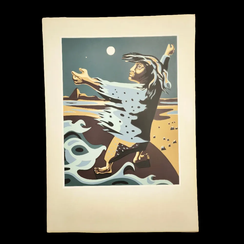 José Venturelli - Grabado 'Mujer en el mar la luz de la luna' Bucarest Art & Antiques