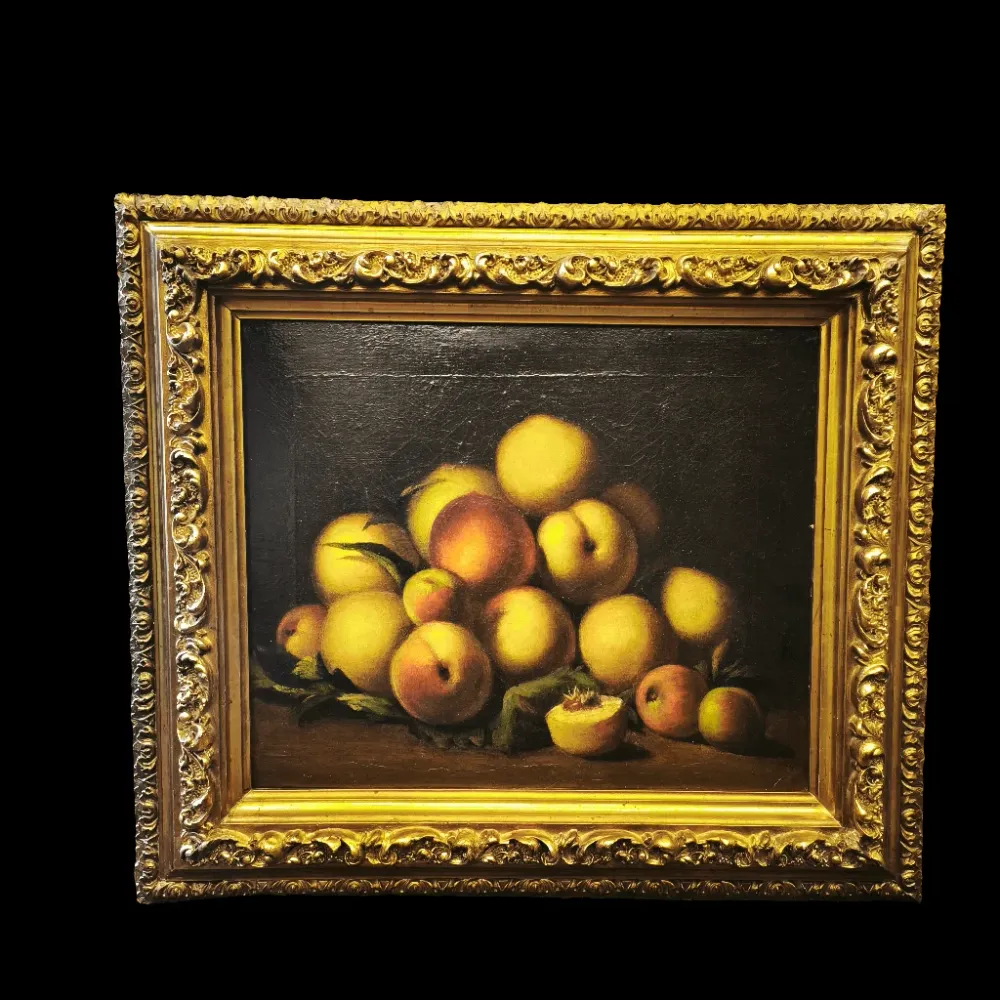 Juan Francisco Gonzalez - Óleo 'Duraznos sobre la mesa' Bucarest Art & Antiques