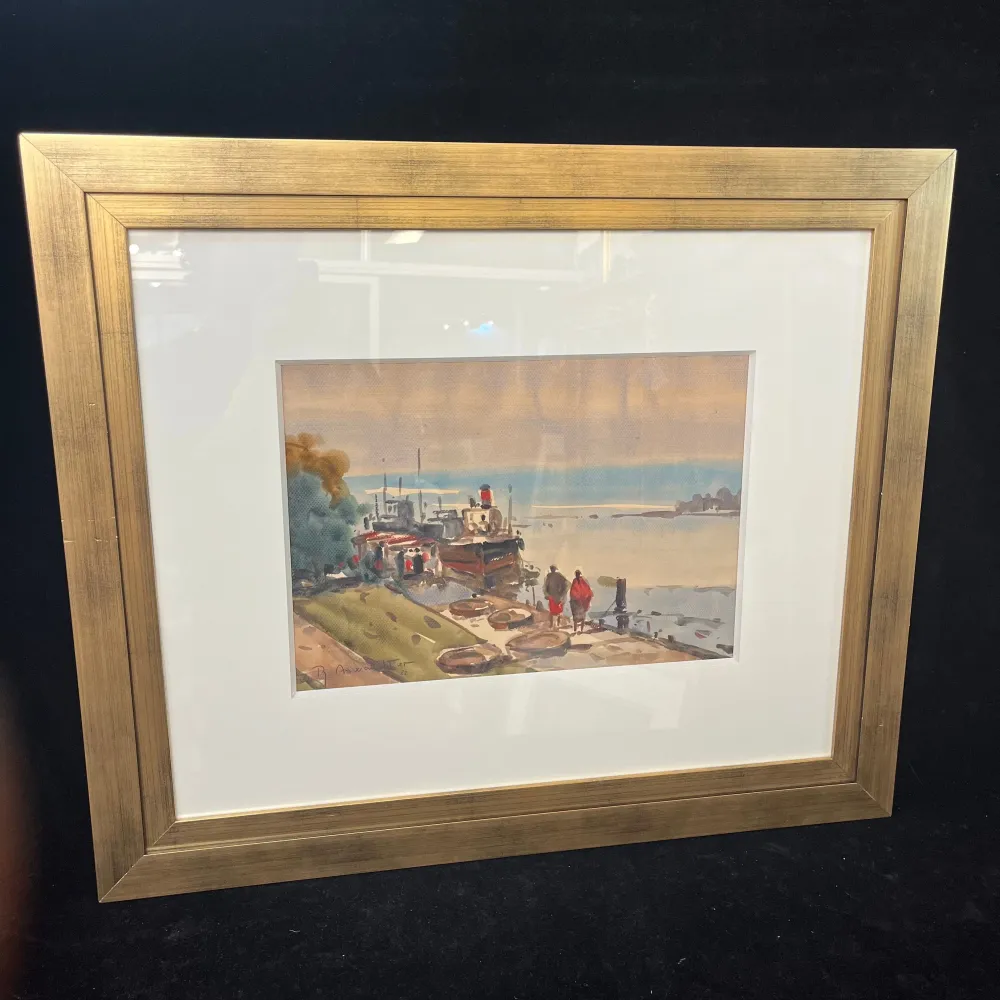 Ricardo Anwandter - Acuarela sobre papel ‘Muelle’ 1982 Bucarest Art & Antiques