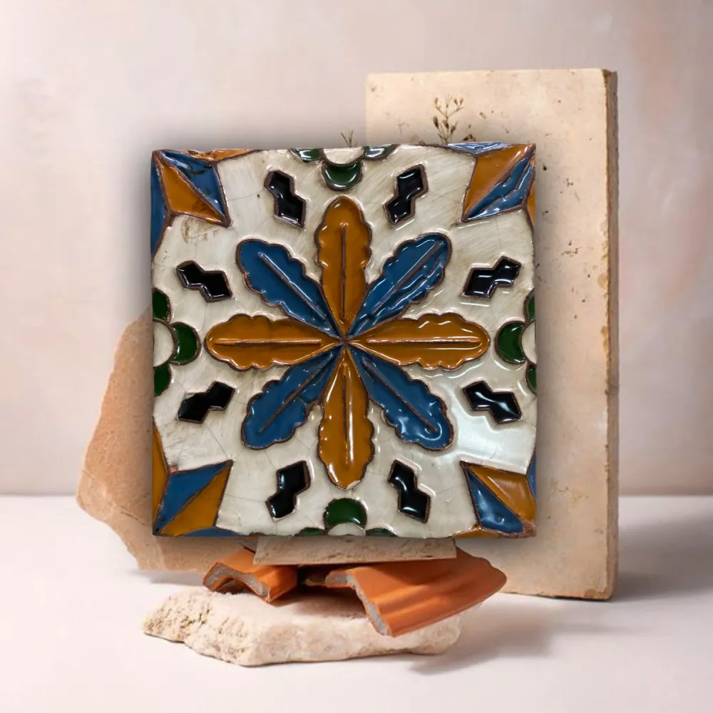 Azulejo Arista 14x14 cm REF4 Renacentista Flor y Estrella CERAMICAS SEVILLA