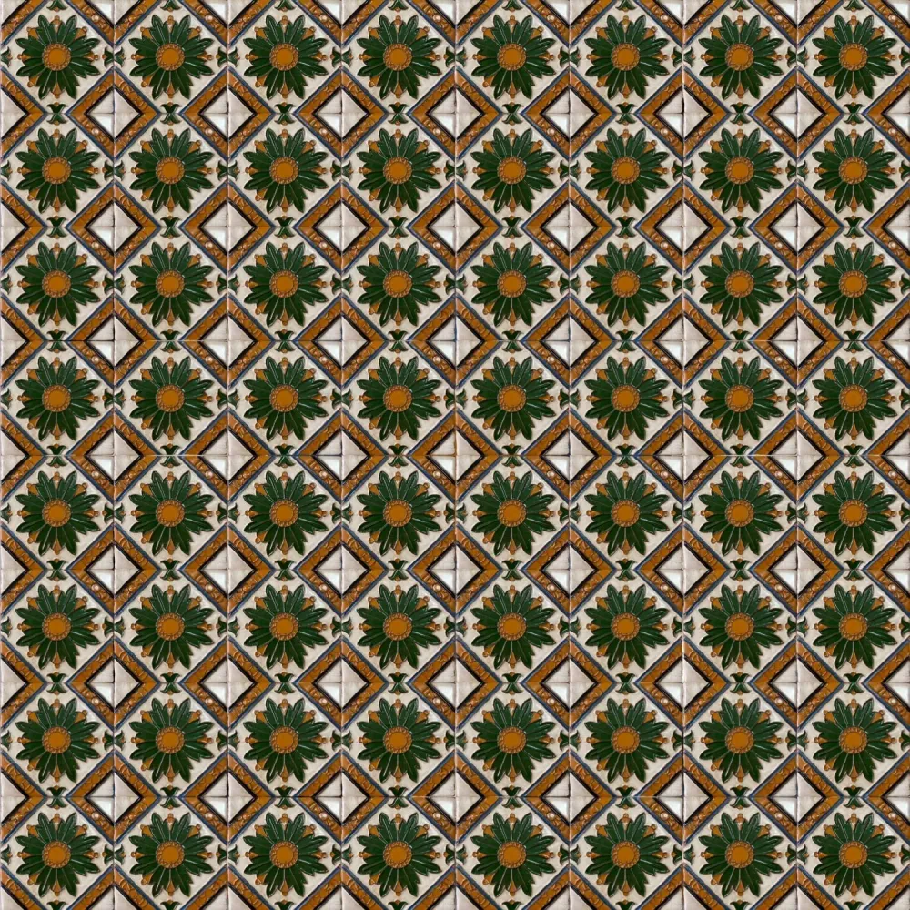 Azulejo Arista Metro Cuadrado REF7 Renacentista Flor y Rombo CERAMICAS SEVILLA