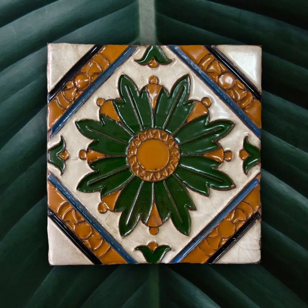 Azulejo Arista Metro Cuadrado REF7 Renacentista Flor y Rombo CERAMICAS SEVILLA