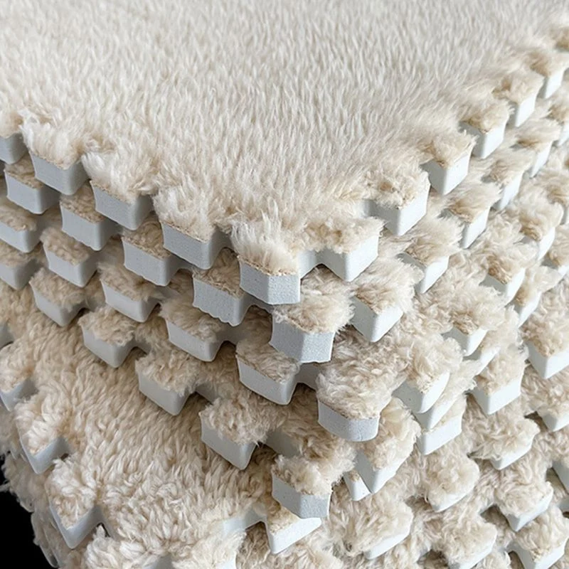 Alfombra moderna, baldosas y alfombras resistentes al moho entrelazadas con corte de felpa Blanco Clearhalo