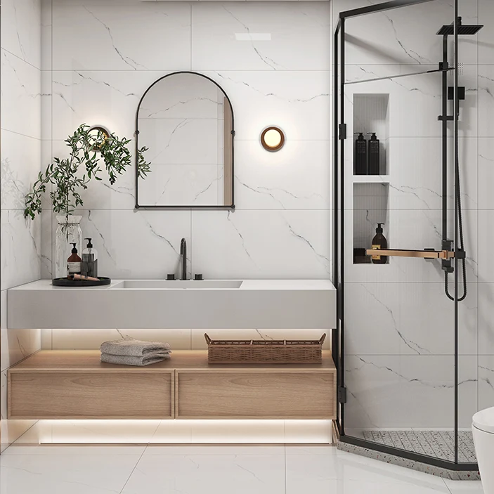 Azulejo blanco rectangular Azulejo de pared pulido de borde recto moderno Clearhalo