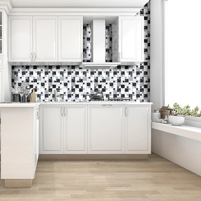 Azulejo de campo moderno, resistente al agua, para pelar y pegar, azulejo contra salpicaduras para cocina Marron Clearhalo