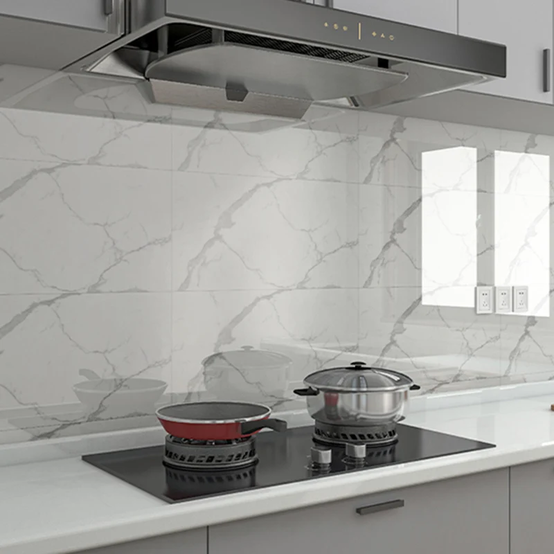 Azulejo de cocina moderno, resistente al agua, suave, para pelar y pegar, azulejo contra salpicaduras Gris Clearhalo