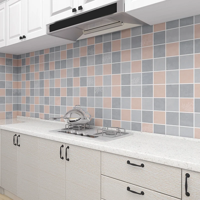 Azulejo contra salpicaduras impermeable para cocina, azulejo contra salpicaduras para pelar y pegar Azul Clearhalo