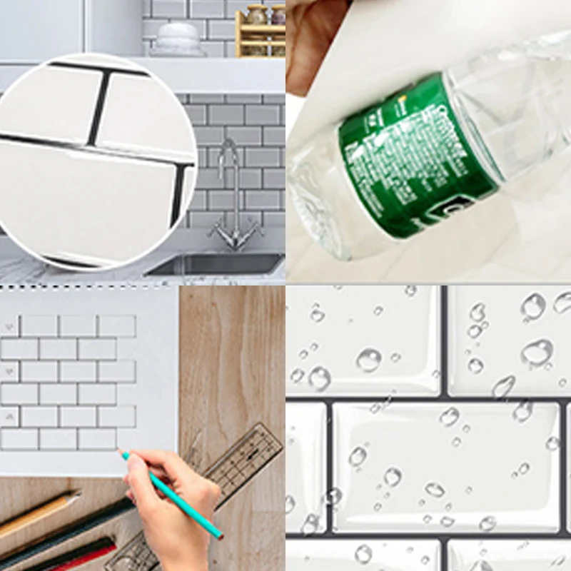 Azulejo cuadrado despegable y pegado, azulejo subterráneo resistente al agua para protector contra salpicaduras de cocina...