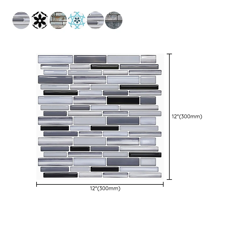 Azulejo cuadrado de mosaico resistente al agua para salpicaduras de cocina Gris Clearhalo
