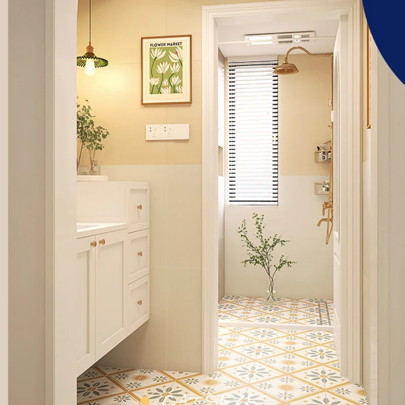 Azulejo cuadrado para piso y pared Azulejo singular de material mixto con dibujos mate Amarillo Clearhalo