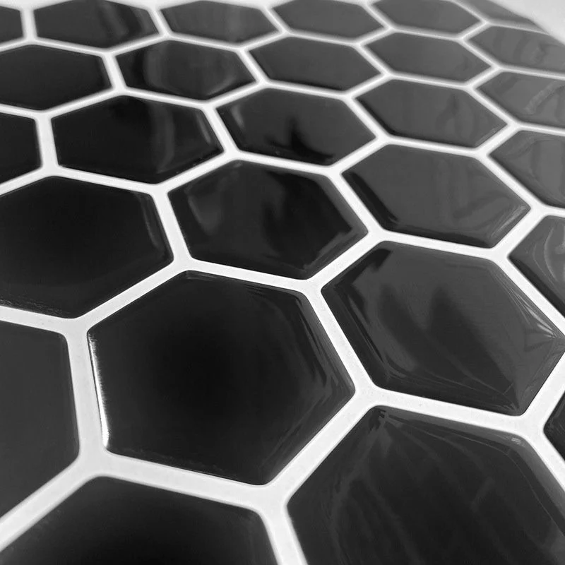 Azulejo hexagonal para pelar y pegar, azulejo de plástico resistente las manchas para ducha Negro Clearhalo