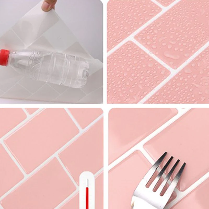 Azulejo liso para pelar y pegar, azulejo plástico resistente arañazos para pelar y pegar, para ducha Rosa Clearhalo