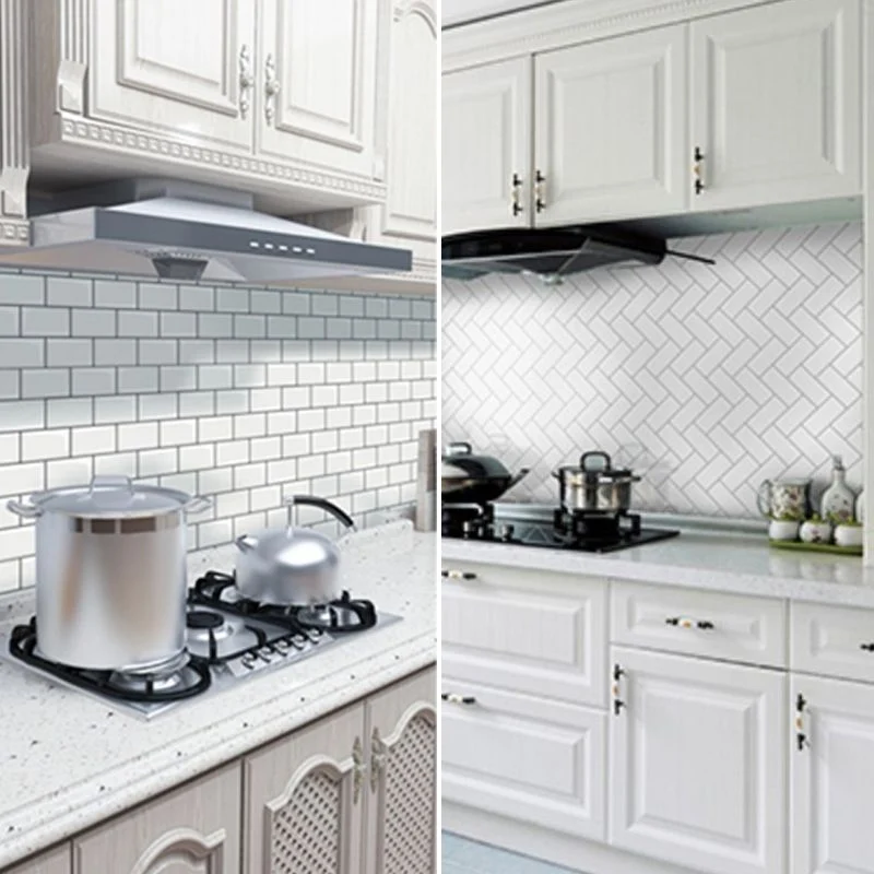 Azulejo de metro para pelar y pegar, rectángulo de plástico impermeable, azulejo para pelar y pegar para cocina Blanco Cle...