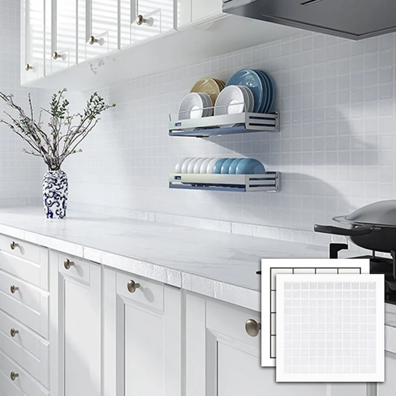 Azulejo de metro para pelar y pegar, rectángulo de plástico impermeable, azulejo para pelar y pegar para cocina Blanco Cle...