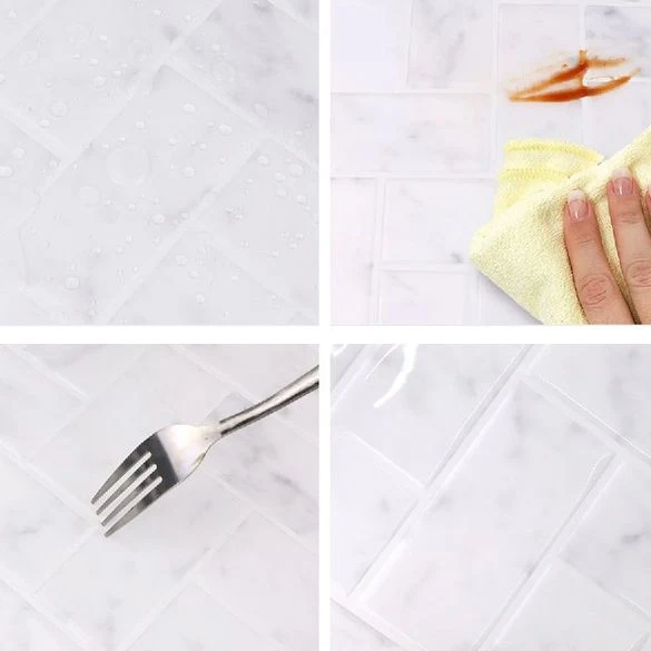 Azulejo de mosaico moderno para pelar y pegar, azulejo de pared para pelar y pegar en espiga de PVC Marmol Clearhalo