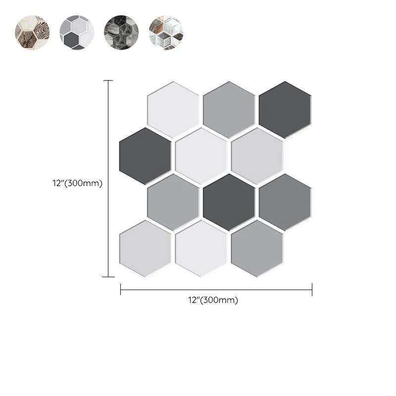 Azulejo de mosaico Papel tapiz PVC Impermeable Peel & Stick Mosaico con forma hexagonal Gris Clearhalo