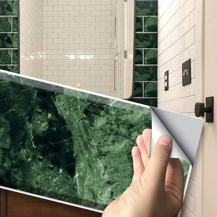 Azulejo de mosaico para pelar y pegar, protector contra salpicaduras de Pvc, azulejo de pared para pelar y pegar en verde...