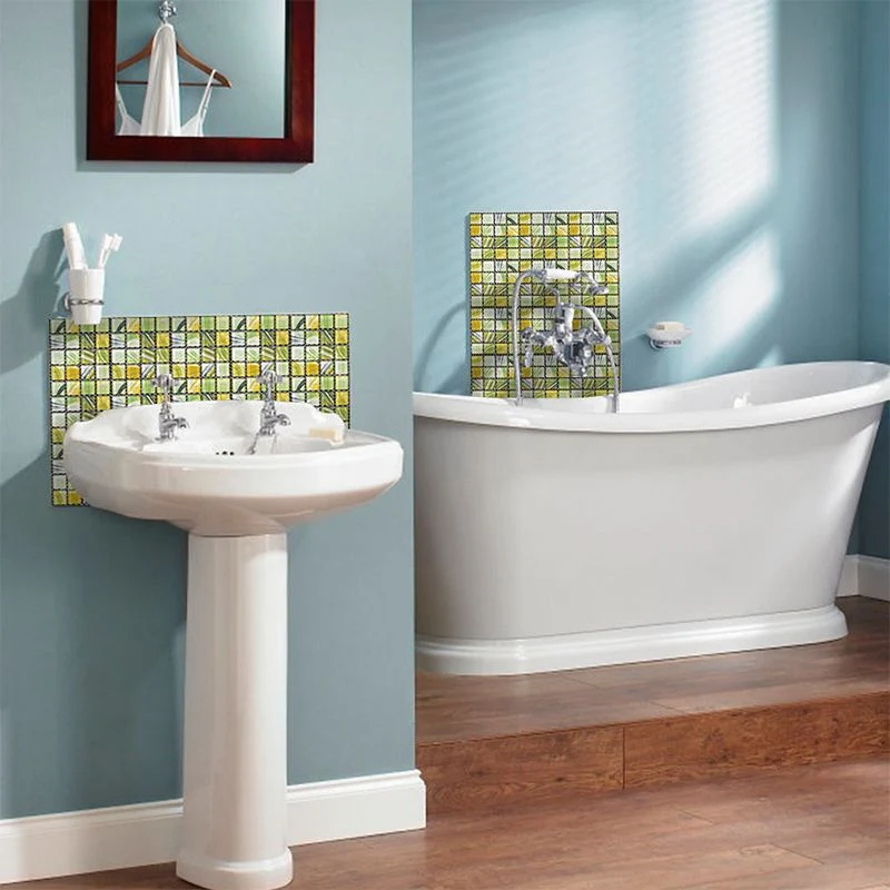 Azulejo de mosaico de PVC cuadrado para despegar y pegar, azulejo de pared y protector contra salpicaduras multicolor Verd...